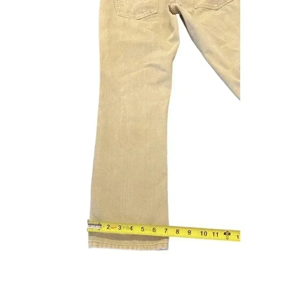 Born‎ Fly Distressed Patchwork Jeans Khaki Tan Size 32x30.5 Skinny - Picture 6 of 8